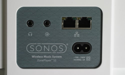 Sonos ZonePlayer S5 wireless music system rear connectivity ports.