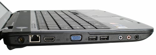 Side view of Acer Aspire 5738PG laptop showing ports.