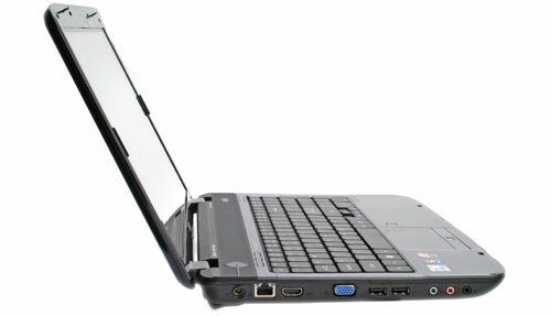 Acer Aspire 5738PG laptop with touch screen open at an angle.