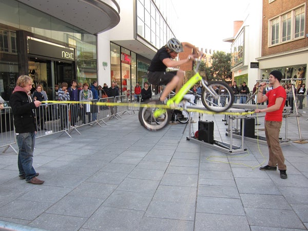 Bike stunt show captured by Canon PowerShot S90.