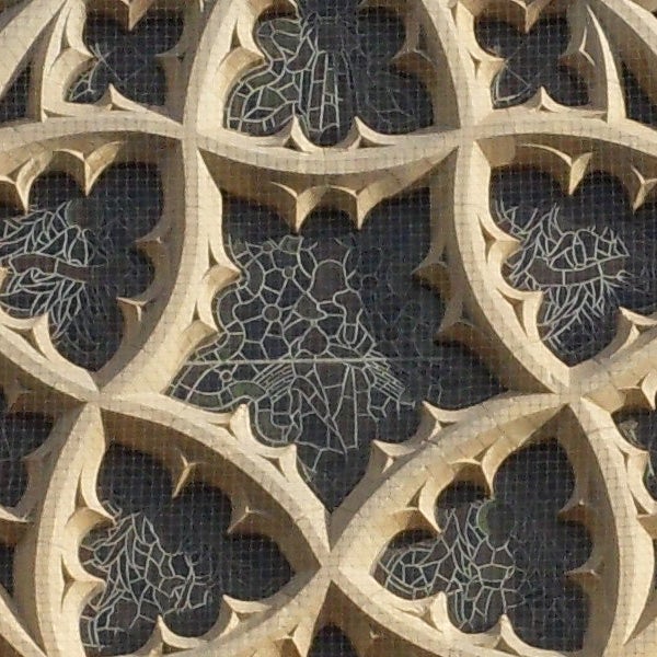 Close-up of intricate stone lattice work.