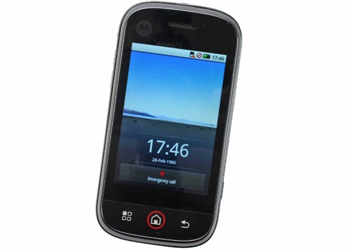 Motorola Dext smartphone displaying time on screen