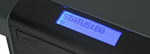 Close-up of Fujitsu Celsius ULTRA workstation's status display screen.