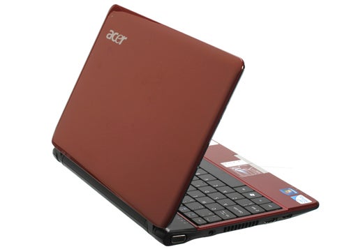 Acer Aspire Timeline 1810TZ laptop with brown lid open.