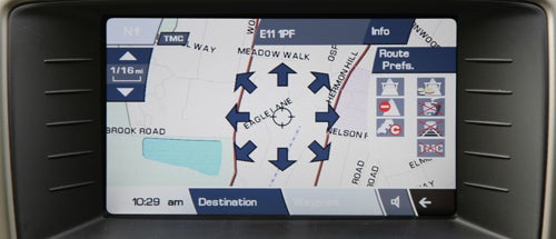Jaguar XKR Coupe navigation system display showing map.