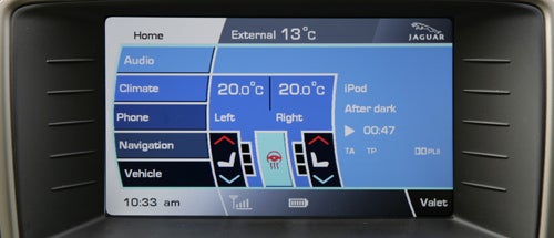 Jaguar XKR Coupe in-car infotainment system display