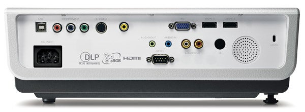 Rear view of BenQ W1000 DLP Projector showing ports and labels