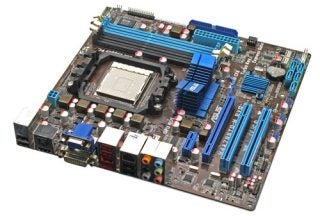 Asus M4A785TD-M EVO AMD Motherboard on white background.