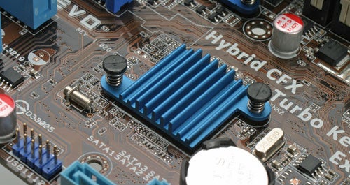 Close-up of Asus M4A785TD-M EVO AMD Motherboard circuitry.