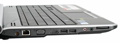 Side view of Packard Bell EasyNote TJ65 laptop with ports.Side view of Packard Bell EasyNote TJ65 laptop ports.