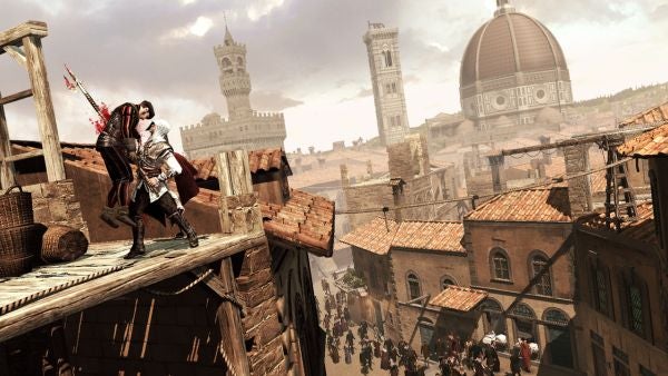 Assassin's Creed II character overlooking Renaissance Florence.