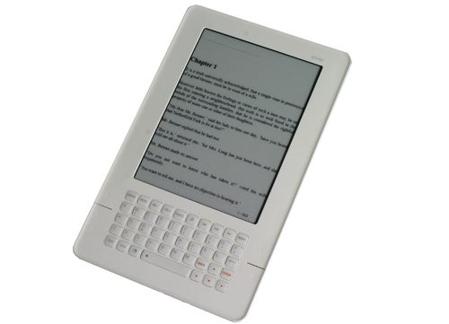 iRiver Story eBook Reader displaying text on screen.
