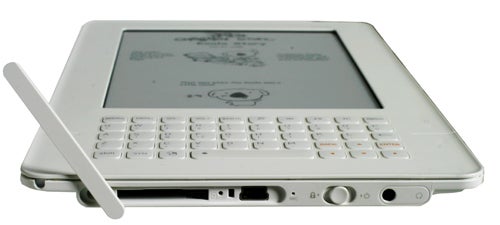 iRiver Story eBook Reader with stylus on white background