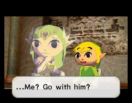 Screenshot of Zelda and Link from Spirit Tracks game.