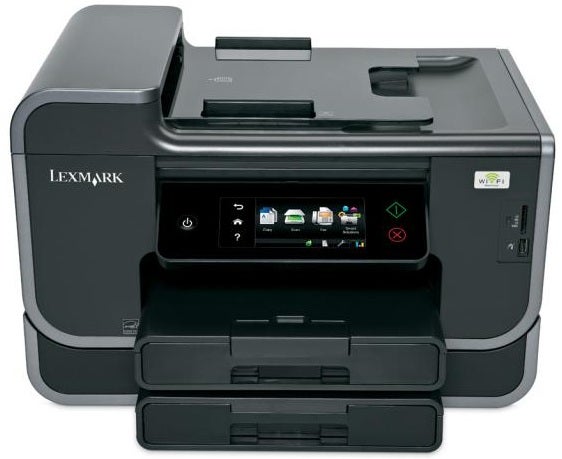 Lexmark Platinum Pro905 Inkjet All-in-One printer with touchscreen display.