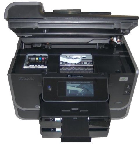 Lexmark Platinum Pro905 printer with open scanner lid.