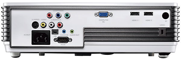 Rear view of BenQ W600 DLP Projector showing ports and connectors.