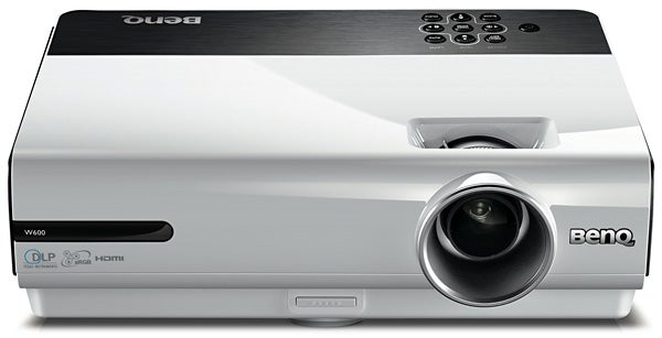 BenQ W600 DLP Projector front view with logo and lens.
