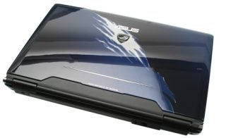 Asus G60J gaming laptop with reflective blue cover design.