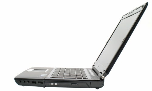 Asus G60J gaming laptop open from side angle.