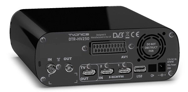 TVonics DTR-HV250 Freeview PVR rear connectivity ports.
