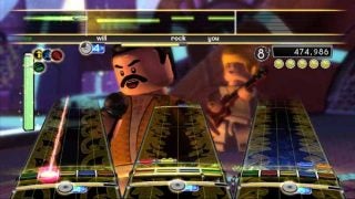 Lego Rock Band gameplay screenshot with in-game characters.