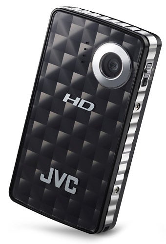 JVC PICSIO GC-FM1 pocket camcorder on white background.