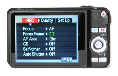 Casio Exilim EX-Z25 camera displaying menu options on screen.
