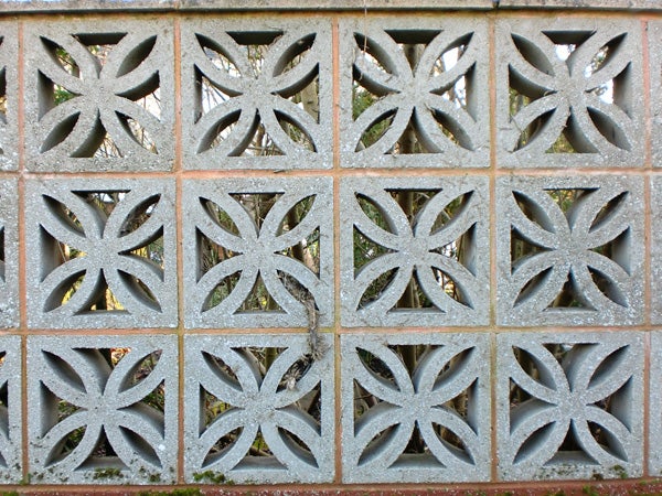 Decorative concrete block wall with geometric patterns