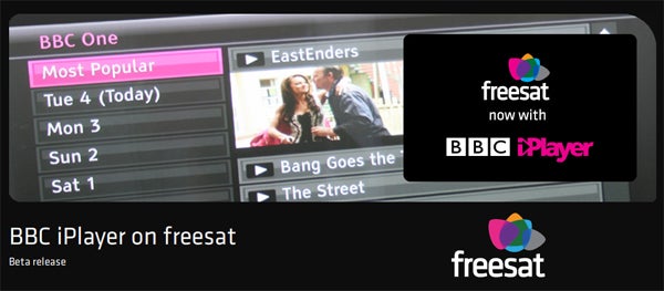 BBC iPlayer interface on Freesat service advertisement