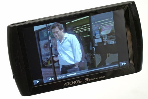 Archos 5 Internet Tablet displaying video content.