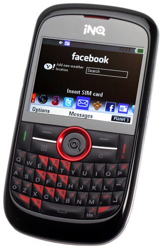 INQ Chat 3G smartphone displaying Facebook on screen