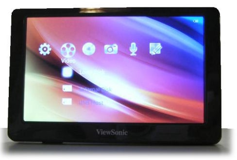 Viewsonic VPD400 media player displaying colorful screen.