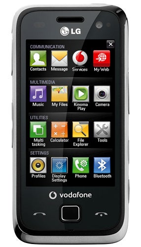 LG GM750 smartphone with Vodafone branding on display.