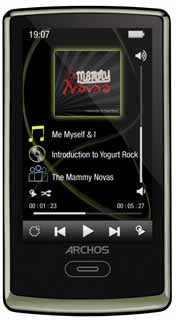 Archos 3 Vision MP3 player with display screen on.