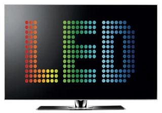 LG 42SL9500 LED-lit LCD TV displaying colorful LED pattern.