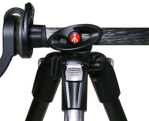 Close-up of Manfrotto 190CXPRO4 tripod's leg angle selector.