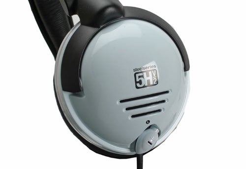 Close-up of SteelSeries 5H V2 gaming headset side view.