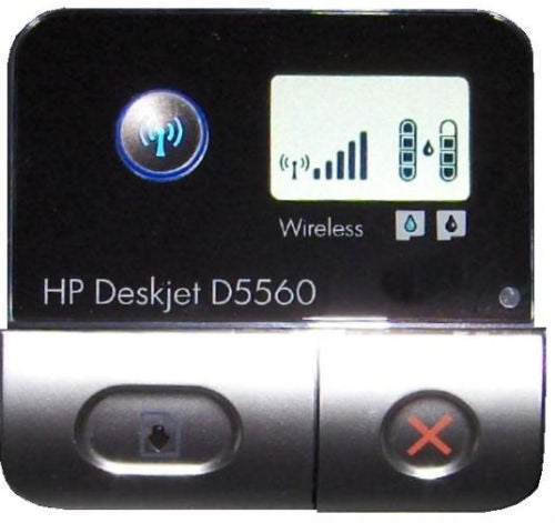 HP Deskjet D5560 printer control panel close-up.