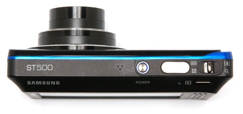 Samsung ST500 digital camera with blue detailing on side
