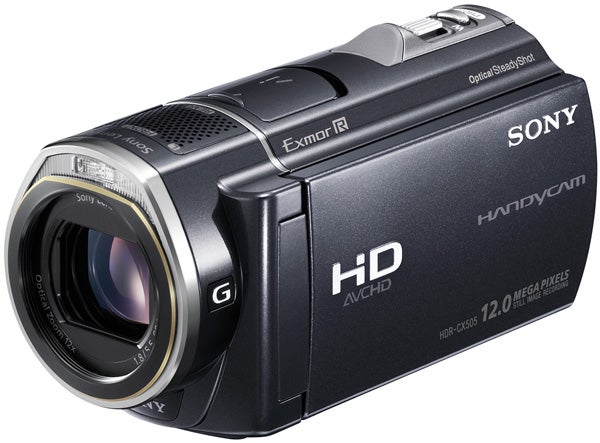 Sony HDR-CX505VE camcorder with lens detail.