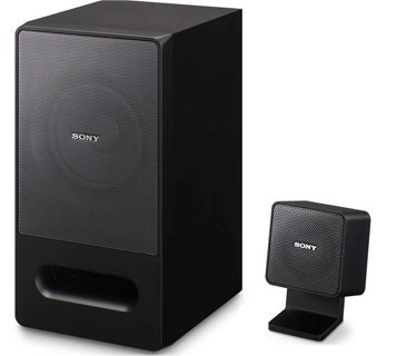 Sony SRS-GD50iP speaker system with subwoofer and satellite speaker.