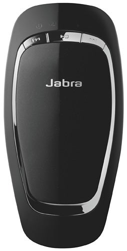 Jabra Cruiser Bluetooth speakerphone with buttons visible.