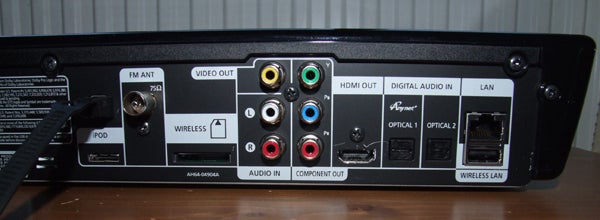 Rear panel of Samsung HT-BD1252 system showing various connections.
