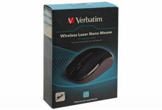 Verbatim Wireless Laser Nano Mouse packaging box.