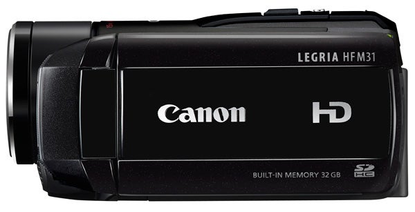 Side view of Canon Legria HF M31 camcorder.