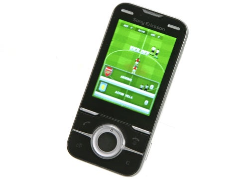Sony Ericsson Yari U100i phone displaying a soccer game.