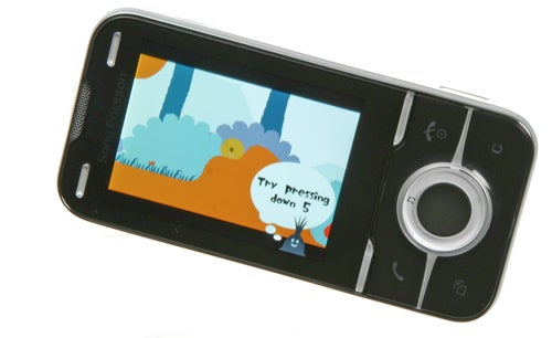 Sony Ericsson Yari U100i phone displaying a game on screen.