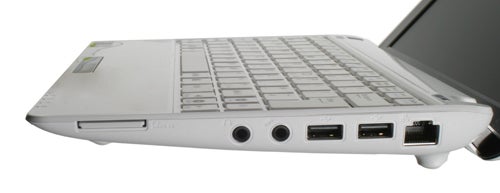 Side view of Asus Eee PC 1005PE netbook showing ports.