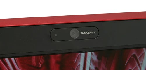 Close-up of Toshiba Qosmio X500-10T laptop's web camera.